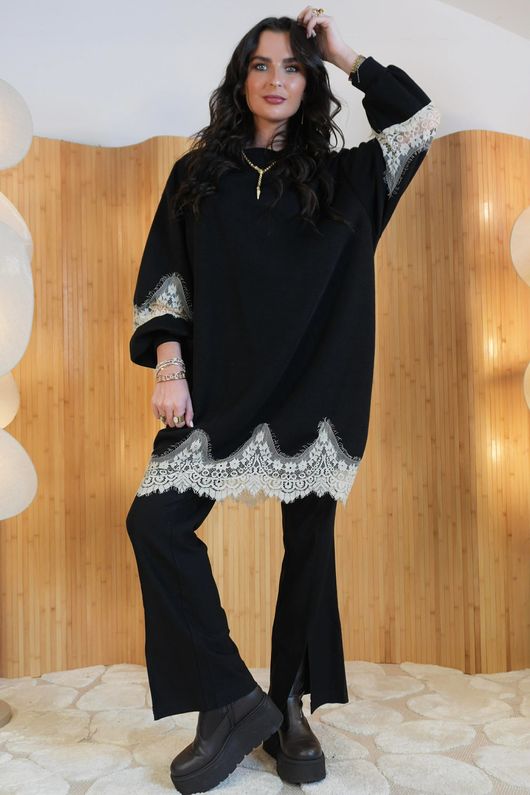 Kira Lace Tunic Black